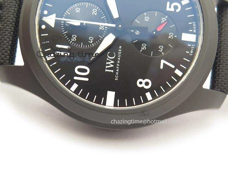 MIROTIME 0321 EasyCare Pilot Chrono IW388001 Real Ceramic ZF 1:1 Best Edition On Black Nylon Strap A 7279